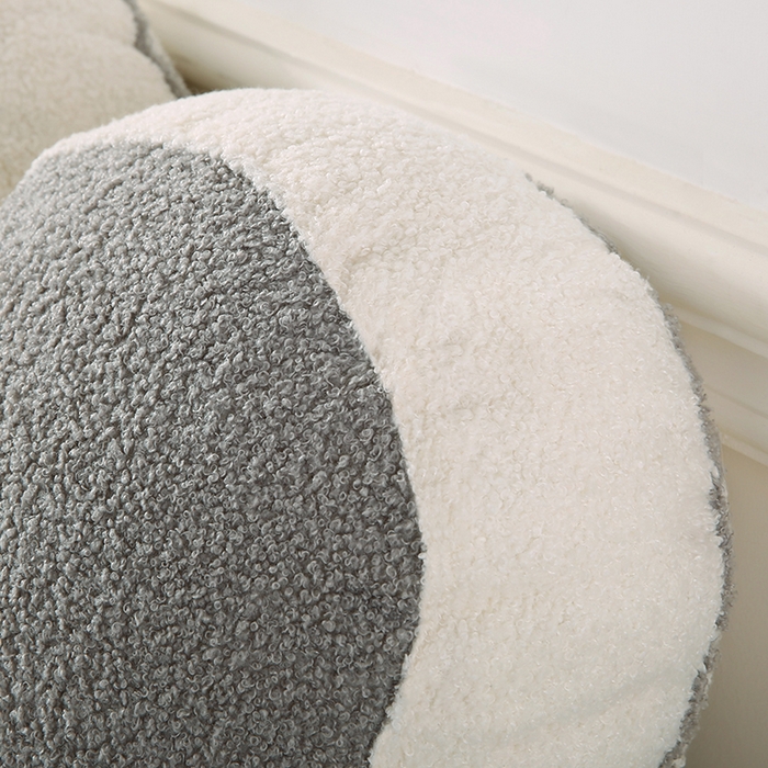 91家纺网 家纺一手货源 找家纺 永光家居 2025新款泰迪绒花瓣靠垫 高端床头靠垫少女心抱枕榻榻米软包（不供多多） 芦灰