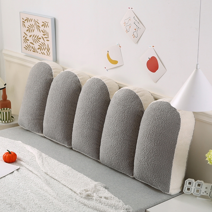 91家纺网 家纺一手货源 找家纺 永光家居 2025新款泰迪绒花瓣靠垫 高端床头靠垫少女心抱枕榻榻米软包（不供多多） 芦灰