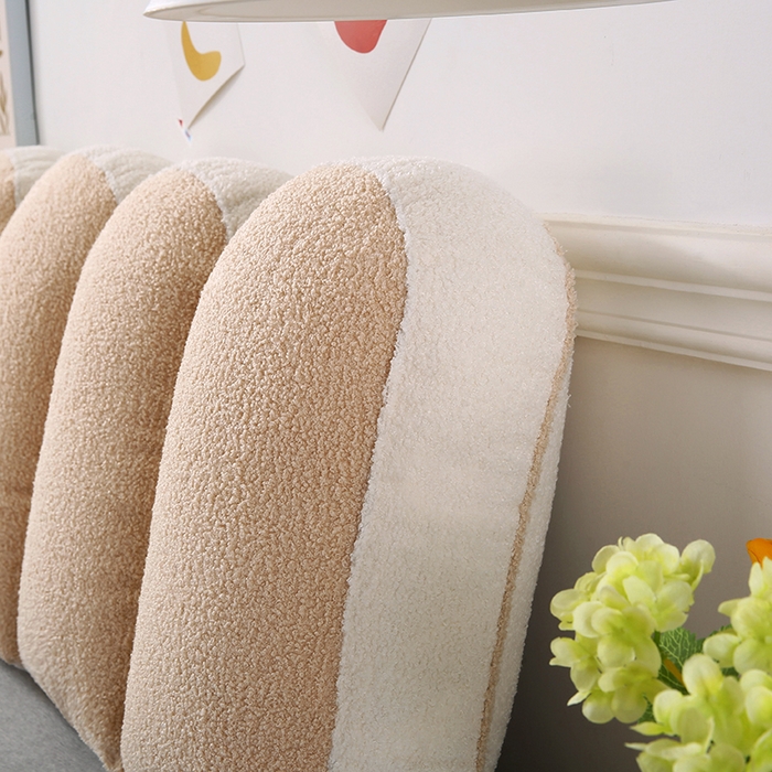 91家纺网 家纺一手货源 找家纺 永光家居 2025新款泰迪绒花瓣靠垫 高端床头靠垫少女心抱枕榻榻米软包（不供多多） 奶茶