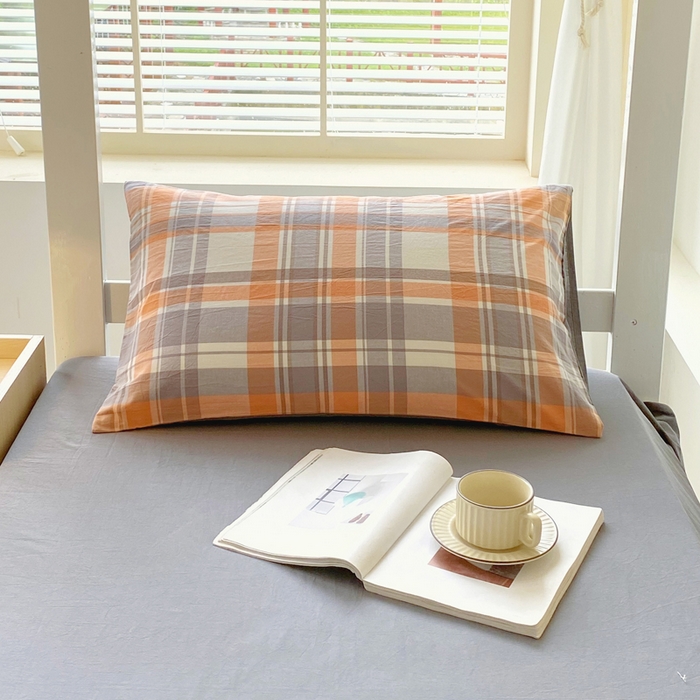 91家纺网 家纺一手货源 找家纺 春皖家纺 2025春夏新款AB版全棉纯棉色织水洗棉学生三件套六件套 素雅-莱恩