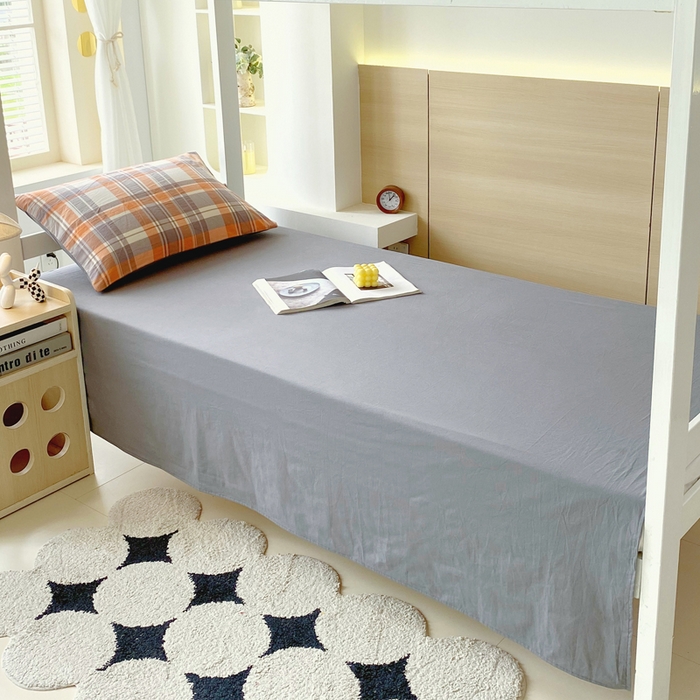 91家纺网 家纺一手货源 找家纺 春皖家纺 2025春夏新款AB版全棉纯棉色织水洗棉学生三件套六件套 素雅-莱恩