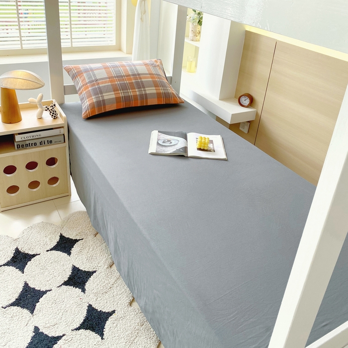 91家纺网 家纺一手货源 找家纺 春皖家纺 2025春夏新款AB版全棉纯棉色织水洗棉学生三件套六件套 素雅-莱恩