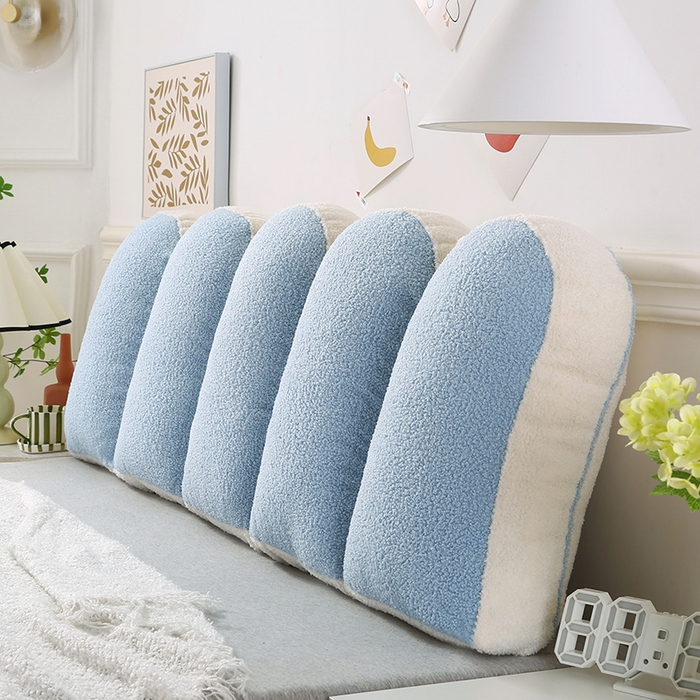 91家纺网 家纺一手货源 找家纺 永光家居 2025新款泰迪绒花瓣靠垫 高端床头靠垫少女心抱枕榻榻米软包（不供多多） 水蓝