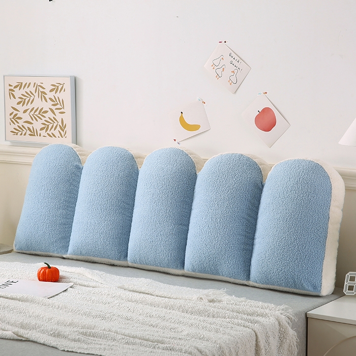 91家纺网 家纺一手货源 找家纺 永光家居 2025新款泰迪绒花瓣靠垫 高端床头靠垫少女心抱枕榻榻米软包（不供多多） 水蓝