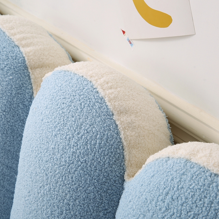 91家纺网 家纺一手货源 找家纺 永光家居 2025新款泰迪绒花瓣靠垫 高端床头靠垫少女心抱枕榻榻米软包（不供多多） 水蓝