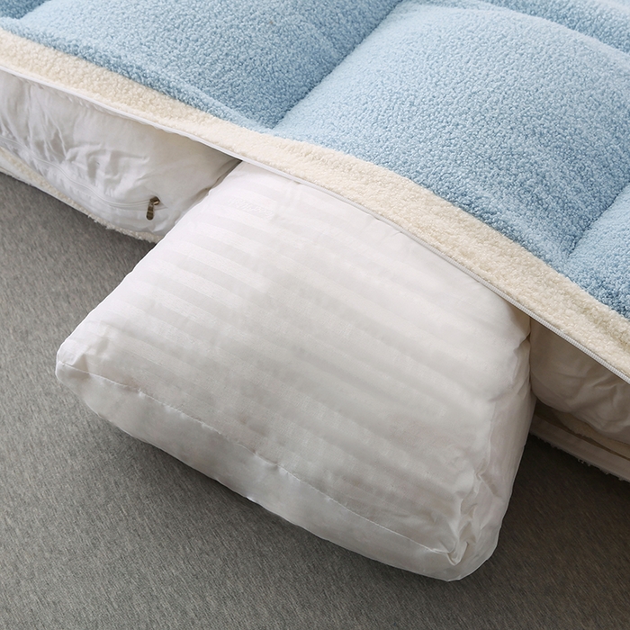 91家纺网 家纺一手货源 找家纺 永光家居 2025新款泰迪绒花瓣靠垫 高端床头靠垫少女心抱枕榻榻米软包（不供多多） 水蓝