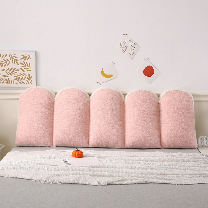 91家纺网 家纺一手货源 找家纺 永光家居 2025新款泰迪绒花瓣靠垫 高端床头靠垫少女心抱枕榻榻米软包（不供多多） 桃粉