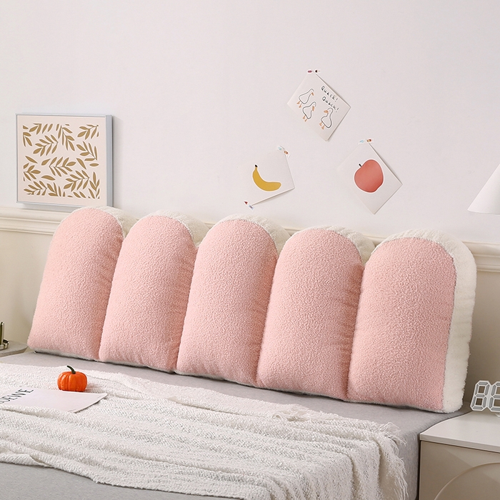 91家纺网 家纺一手货源 找家纺 永光家居 2025新款泰迪绒花瓣靠垫 高端床头靠垫少女心抱枕榻榻米软包（不供多多） 桃粉