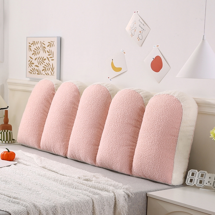 91家纺网 家纺一手货源 找家纺 永光家居 2025新款泰迪绒花瓣靠垫 高端床头靠垫少女心抱枕榻榻米软包（不供多多） 桃粉