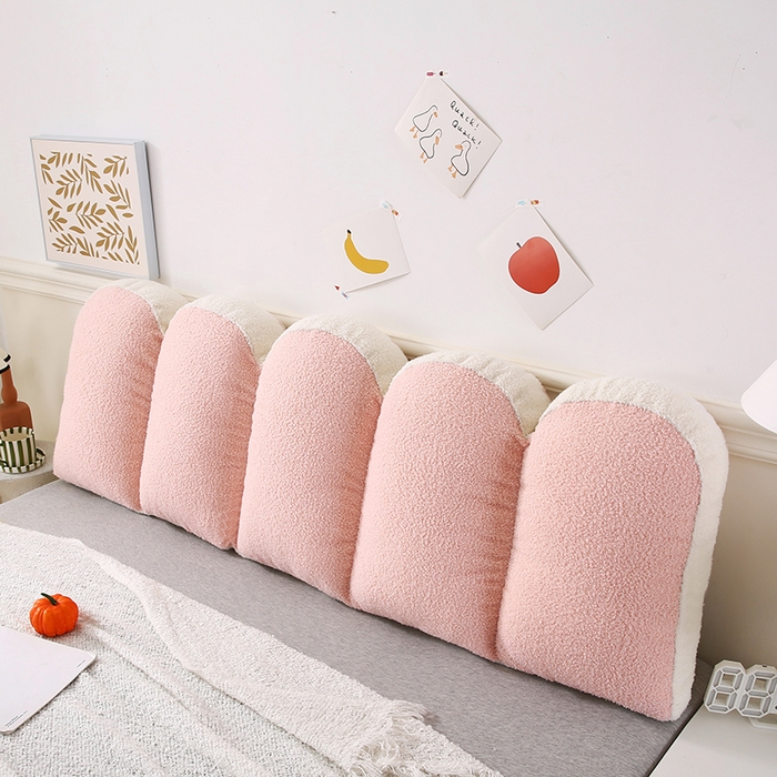 91家纺网 家纺一手货源 找家纺 永光家居 2025新款泰迪绒花瓣靠垫 高端床头靠垫少女心抱枕榻榻米软包（不供多多） 桃粉