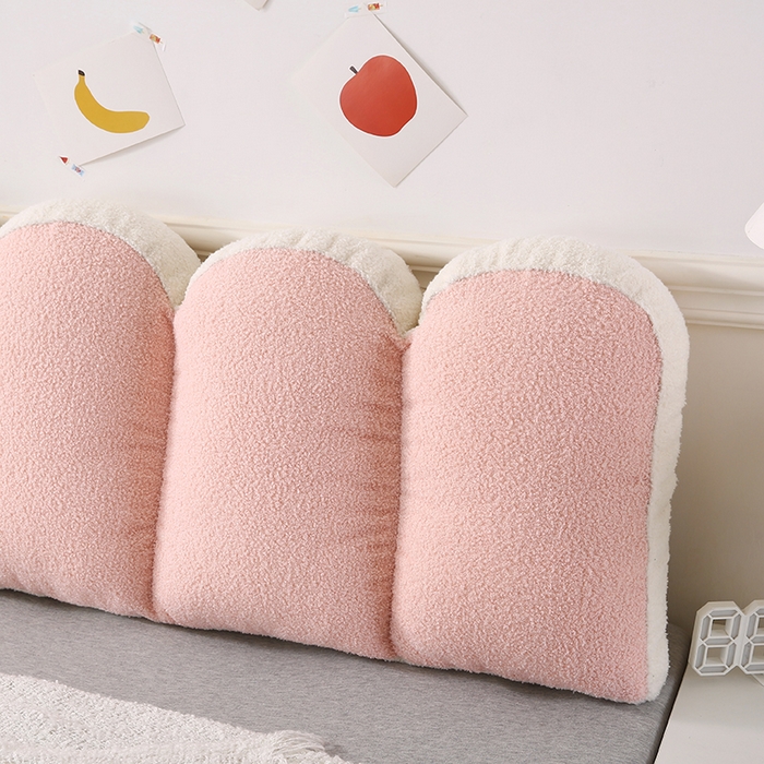 91家纺网 家纺一手货源 找家纺 永光家居 2025新款泰迪绒花瓣靠垫 高端床头靠垫少女心抱枕榻榻米软包（不供多多） 桃粉