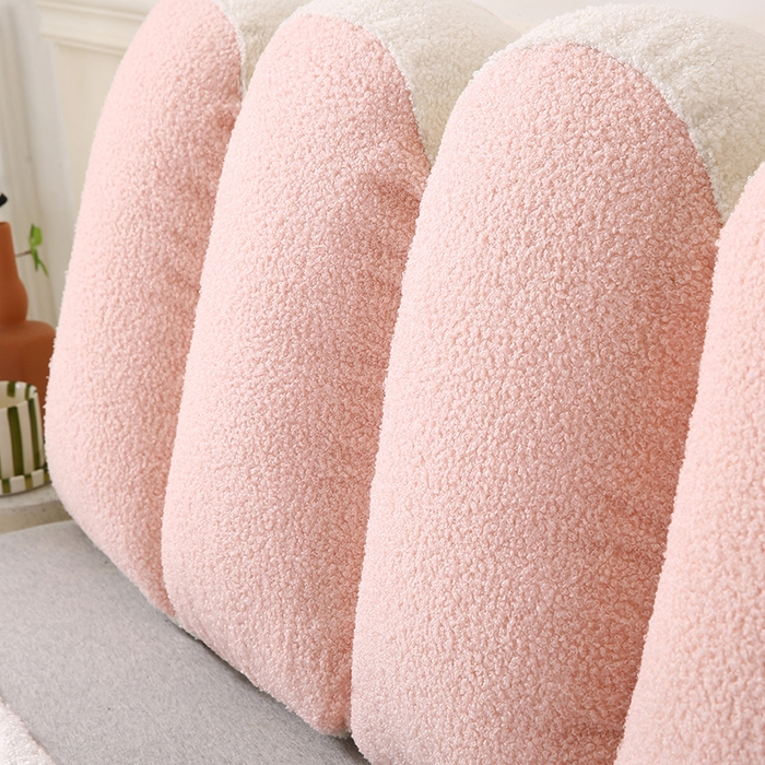 91家纺网 家纺一手货源 找家纺 永光家居 2025新款泰迪绒花瓣靠垫 高端床头靠垫少女心抱枕榻榻米软包（不供多多） 桃粉