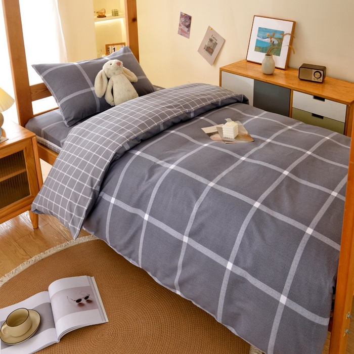 91家纺网 家纺一手货源 找家纺 水妙家纺 2025年新款A类全棉纯棉学生宿舍上下铺床垫套六件套三件套 床垫套玛奇朵-灰