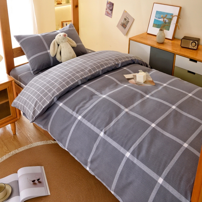 91家纺网 家纺一手货源 找家纺 水妙家纺 2025年新款A类全棉纯棉学生宿舍上下铺床垫套六件套三件套 床垫套玛奇朵-灰