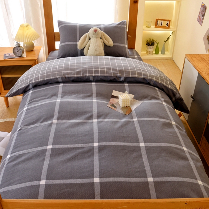 91家纺网 家纺一手货源 找家纺 水妙家纺 2025年新款A类全棉纯棉学生宿舍上下铺床垫套六件套三件套 床垫套玛奇朵-灰