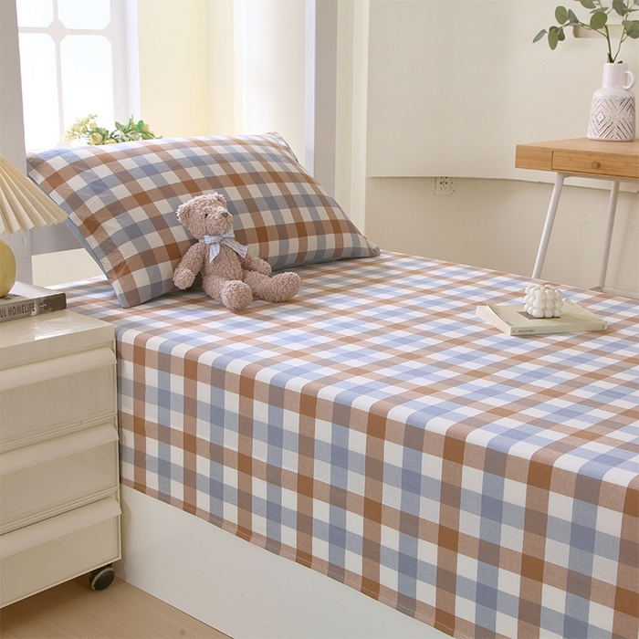 91家纺网 家纺一手货源 找家纺 （总）春皖家纺 2025新款学生季全棉纯棉色织AB版水洗棉单品系列-单床单 床单单件