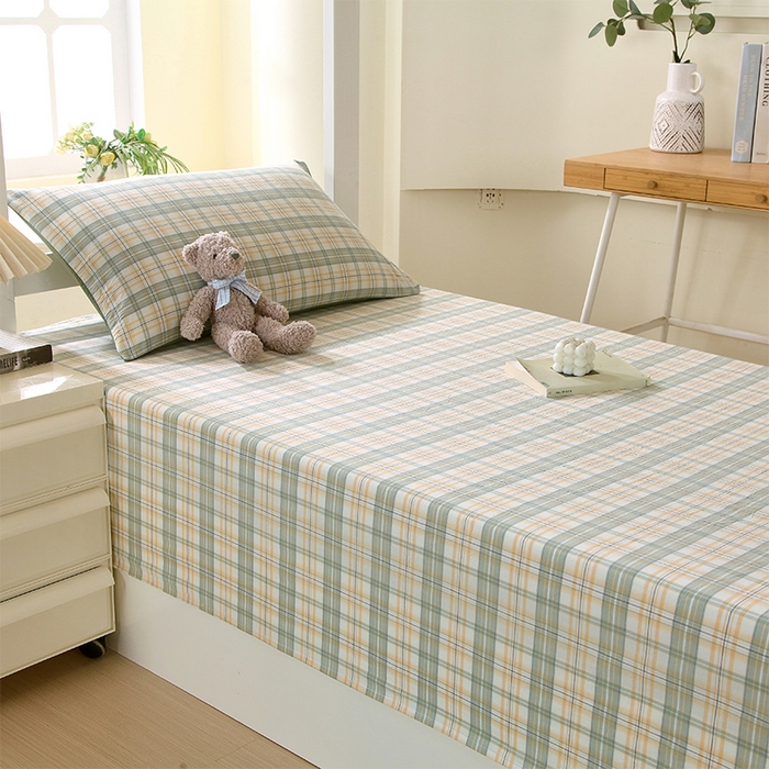 91家纺网 家纺一手货源 找家纺 （总）春皖家纺 2025新款学生季全棉纯棉色织AB版水洗棉单品系列-单床单 床单单件