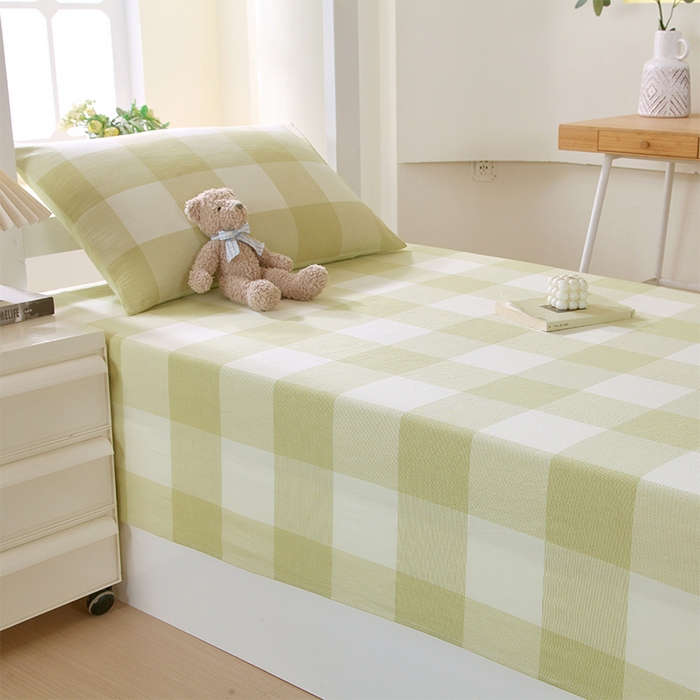 91家纺网 家纺一手货源 找家纺 （总）春皖家纺 2025新款学生季全棉纯棉色织AB版水洗棉单品系列-单床单 床单单件