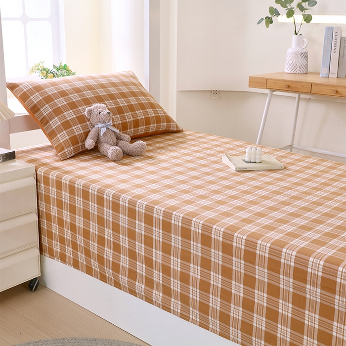 91家纺网 家纺一手货源 找家纺 （总）春皖家纺 2025新款学生季全棉纯棉色织AB版水洗棉单品系列-单床单 床单单件