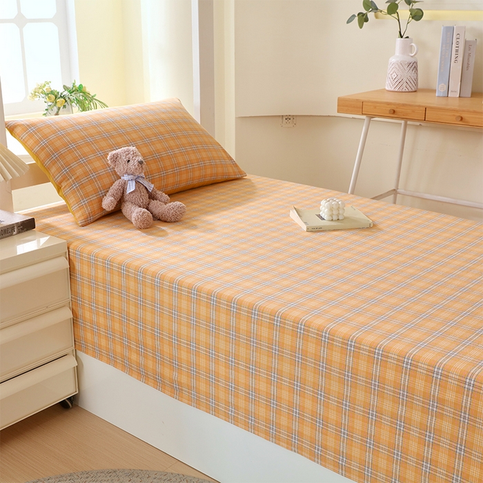 91家纺网 家纺一手货源 找家纺 （总）春皖家纺 2025新款学生季全棉纯棉色织AB版水洗棉单品系列-单床单 床单单件