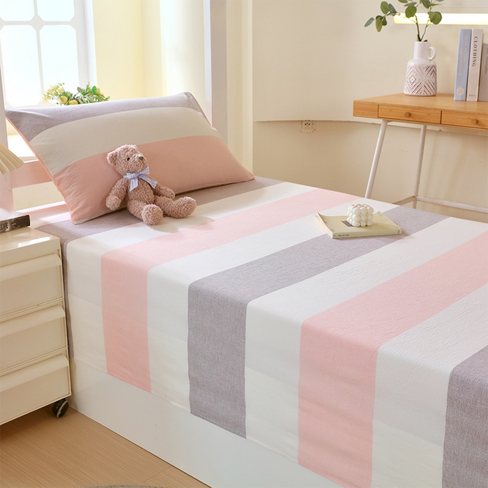 91家纺网 家纺一手货源 找家纺 （总）春皖家纺 2025新款学生季全棉纯棉色织AB版水洗棉单品系列-单床单 床单单件