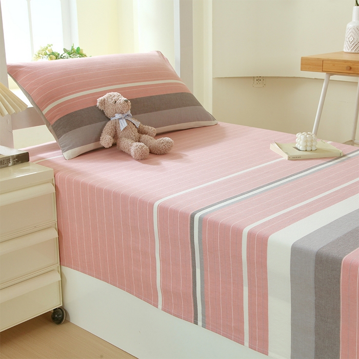 91家纺网 家纺一手货源 找家纺 春皖家纺 2025新款学生季全棉纯棉色织AB版水洗棉单品系列-单床单 床单单件 素雅-蔻粉