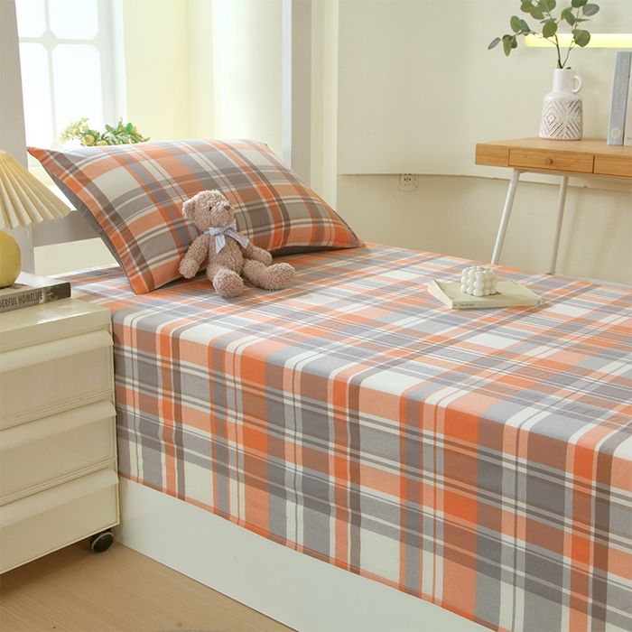 91家纺网 家纺一手货源 找家纺 （总）春皖家纺 2025新款学生季全棉纯棉色织AB版水洗棉单品系列-单床单 床单单件