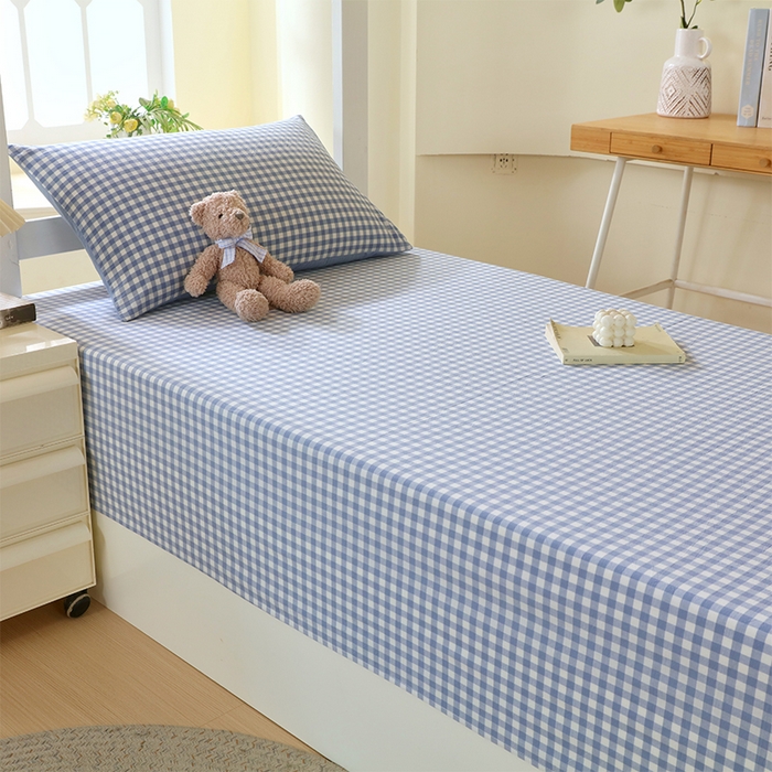 91家纺网 家纺一手货源 找家纺 （总）春皖家纺 2025新款学生季全棉纯棉色织AB版水洗棉单品系列-单床单 床单单件