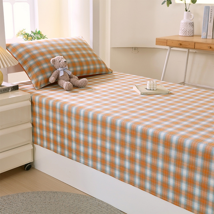 91家纺网 家纺一手货源 找家纺 （总）春皖家纺 2025新款学生季全棉纯棉色织AB版水洗棉单品系列-单床单 床单单件