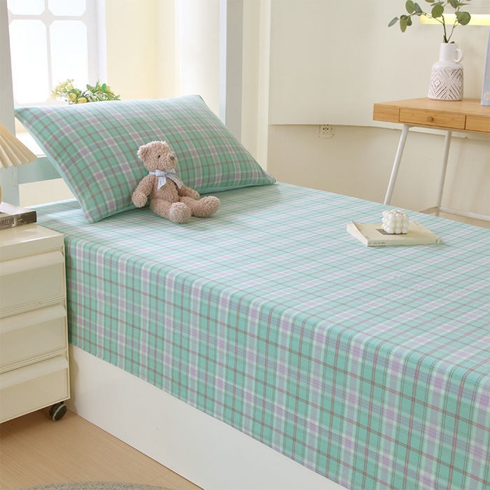 91家纺网 家纺一手货源 找家纺 （总）春皖家纺 2025新款学生季全棉纯棉色织AB版水洗棉单品系列-单床单 床单单件