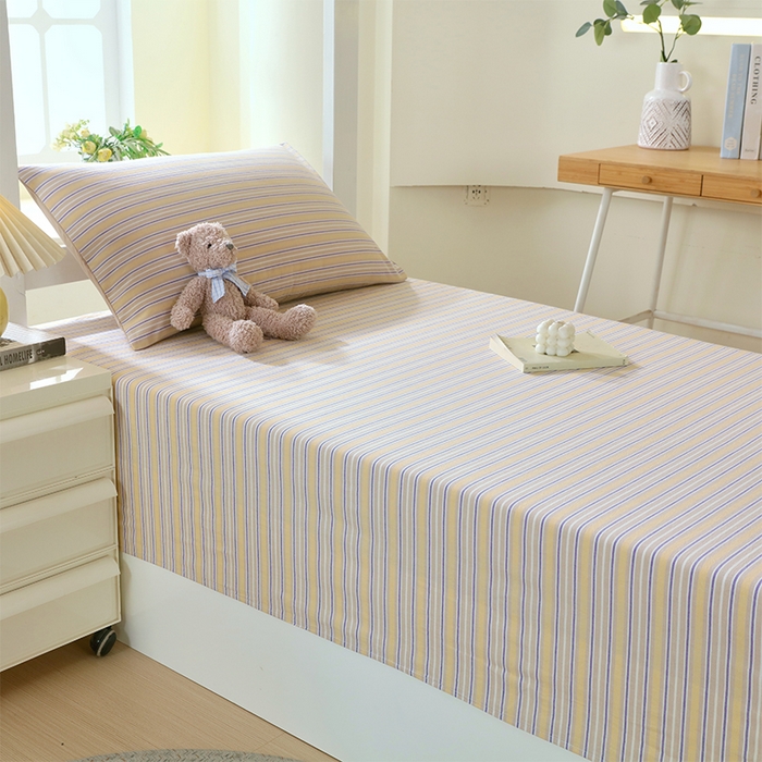 91家纺网 家纺一手货源 找家纺 （总）春皖家纺 2025新款学生季全棉纯棉色织AB版水洗棉单品系列-单床单 床单单件