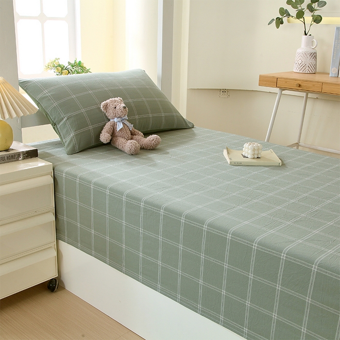 91家纺网 家纺一手货源 找家纺 （总）春皖家纺 2025新款学生季全棉纯棉色织AB版水洗棉单品系列-单床单 床单单件