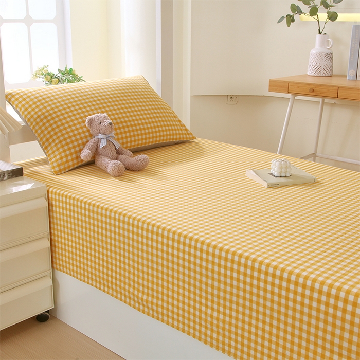 91家纺网 家纺一手货源 找家纺 （总）春皖家纺 2025新款学生季全棉纯棉色织AB版水洗棉单品系列-单床单 床单单件