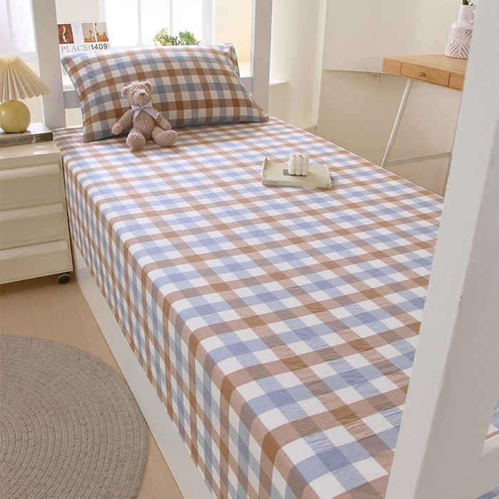 91家纺网 家纺一手货源 找家纺 春皖家纺 2025新款学生季全棉纯棉色织AB版水洗棉单品系列-单床单 床单单件 翠竹-彩格