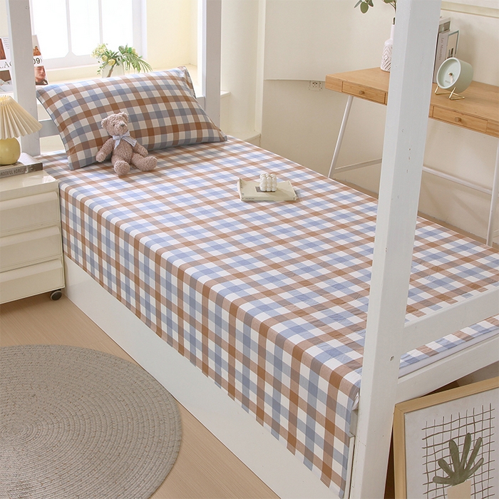 91家纺网 家纺一手货源 找家纺 春皖家纺 2025新款学生季全棉纯棉色织AB版水洗棉单品系列-单床单 床单单件 翠竹-彩格