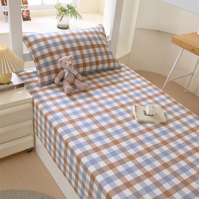 91家纺网 家纺一手货源 找家纺 春皖家纺 2025新款学生季全棉纯棉色织AB版水洗棉单品系列-单床单 床单单件 翠竹-彩格