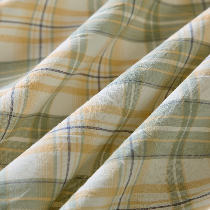 91家纺网 家纺一手货源 找家纺 春皖家纺 2025新款学生季全棉纯棉色织AB版水洗棉单品系列-单床单 床单单件 翠竹-果条