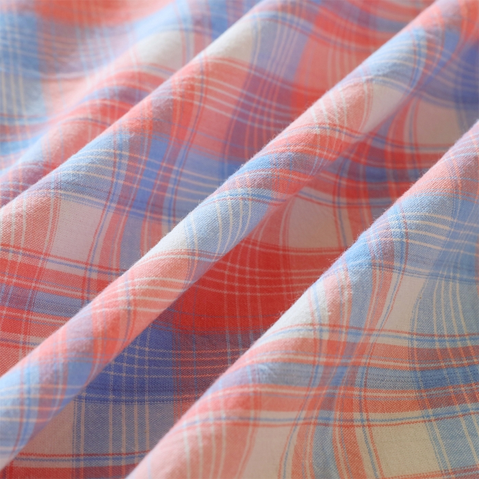 91家纺网 家纺一手货源 找家纺 春皖家纺 2025新款学生季全棉纯棉色织AB版水洗棉单品系列-单床单 床单单件 翠竹-桔格