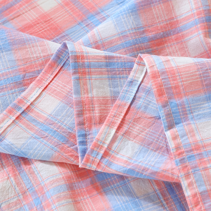 91家纺网 家纺一手货源 找家纺 春皖家纺 2025新款学生季全棉纯棉色织AB版水洗棉单品系列-单床单 床单单件 翠竹-桔格