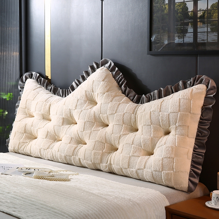 91家纺网 家纺一手货源 找家纺 永光家居 2025新款塔芙绒皇冠靠背 床头靠垫抱枕榻榻米靠枕（专利款 不供多多） 米皑然