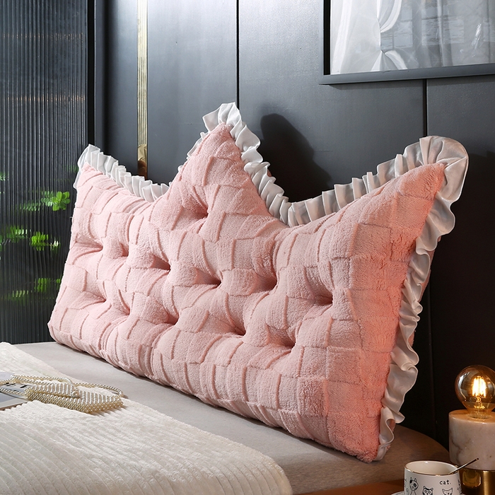 91家纺网 家纺一手货源 找家纺 永光家居 2025新款塔芙绒皇冠靠背 床头靠垫抱枕榻榻米靠枕（专利款 不供多多） 粉馨妍