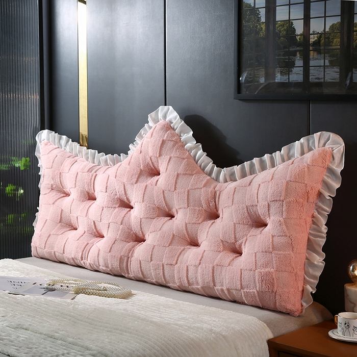 91家纺网 家纺一手货源 找家纺 永光家居 2025新款塔芙绒皇冠靠背 床头靠垫抱枕榻榻米靠枕（专利款 不供多多） 粉馨妍