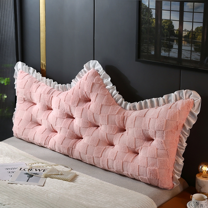 91家纺网 家纺一手货源 找家纺 永光家居 2025新款塔芙绒皇冠靠背 床头靠垫抱枕榻榻米靠枕（专利款 不供多多） 粉馨妍