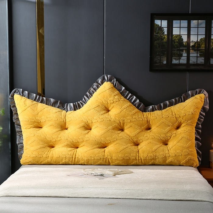 91家纺网 家纺一手货源 找家纺 永光家居 2025新款塔芙绒皇冠靠背 床头靠垫抱枕榻榻米靠枕（专利款 不供多多） 黄灿阳