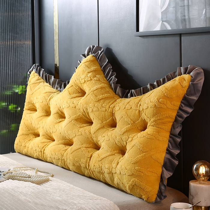91家纺网 家纺一手货源 找家纺 永光家居 2025新款塔芙绒皇冠靠背 床头靠垫抱枕榻榻米靠枕（专利款 不供多多） 黄灿阳