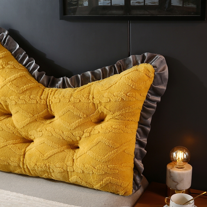 91家纺网 家纺一手货源 找家纺 永光家居 2025新款塔芙绒皇冠靠背 床头靠垫抱枕榻榻米靠枕（专利款 不供多多） 黄灿阳