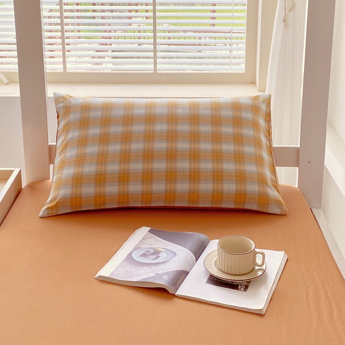 91家纺网 家纺一手货源 找家纺 春皖家纺 2025春夏新款AB版全棉纯棉色织水洗棉学生三件套六件套 素雅-沐夏