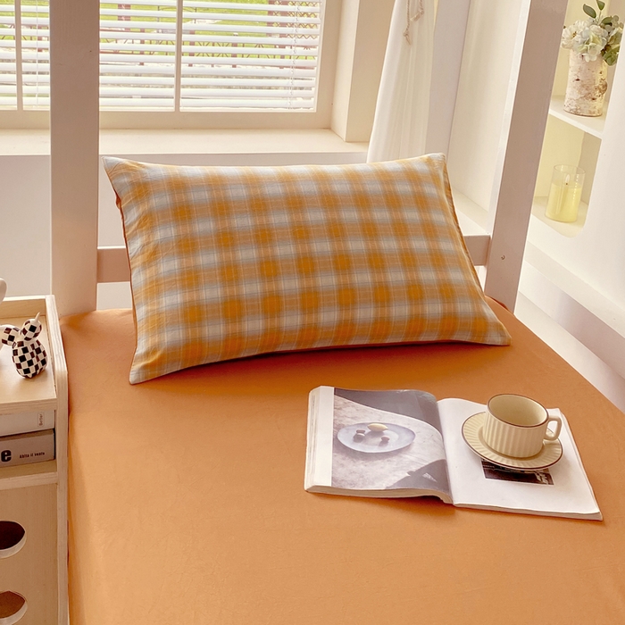 91家纺网 家纺一手货源 找家纺 春皖家纺 2025春夏新款AB版全棉纯棉色织水洗棉学生三件套六件套 素雅-沐夏