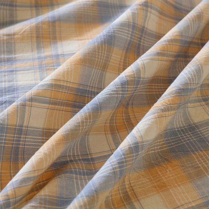 91家纺网 家纺一手货源 找家纺 春皖家纺 2025新款学生季全棉纯棉色织AB版水洗棉单品系列-单床单 床单单件 翠竹-蓝格