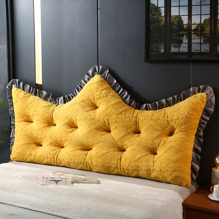 91家纺网 家纺一手货源 找家纺 永光家居 2025新款塔芙绒皇冠靠背 床头靠垫抱枕榻榻米靠枕（专利款 不供多多） 黄灿阳